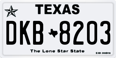 TX license plate DKB8203
