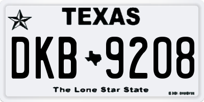 TX license plate DKB9208