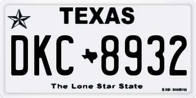 TX license plate DKC8932
