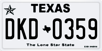 TX license plate DKD0359