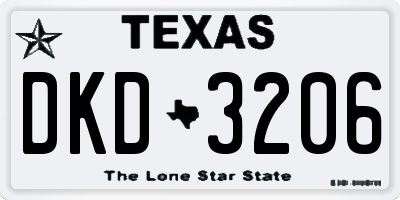 TX license plate DKD3206