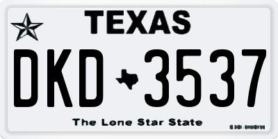 TX license plate DKD3537