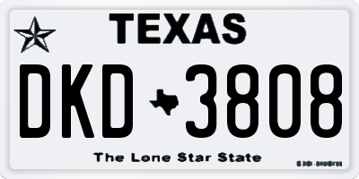 TX license plate DKD3808