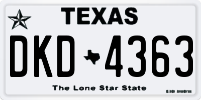TX license plate DKD4363