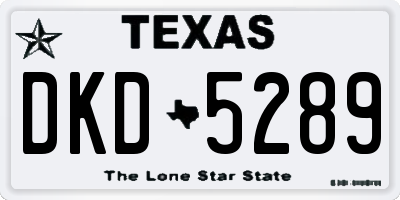 TX license plate DKD5289