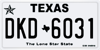 TX license plate DKD6031