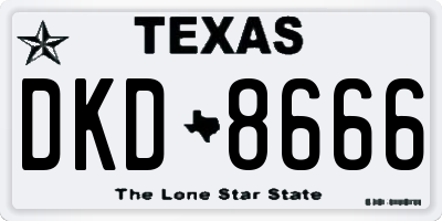 TX license plate DKD8666