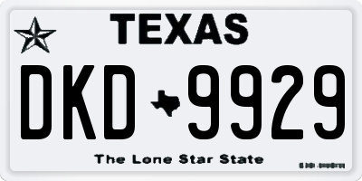 TX license plate DKD9929