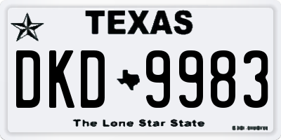 TX license plate DKD9983