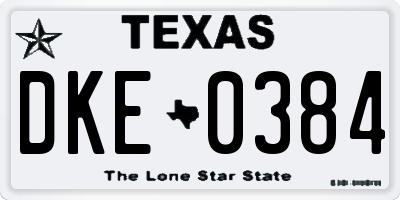 TX license plate DKE0384