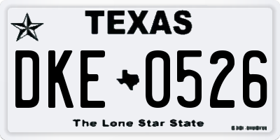 TX license plate DKE0526