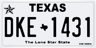 TX license plate DKE1431