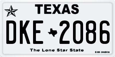 TX license plate DKE2086