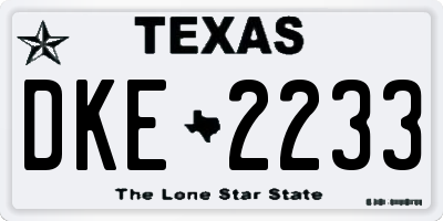 TX license plate DKE2233