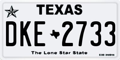 TX license plate DKE2733