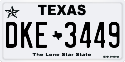 TX license plate DKE3449