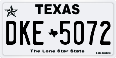 TX license plate DKE5072