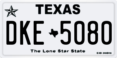 TX license plate DKE5080