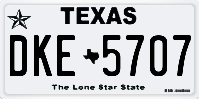 TX license plate DKE5707