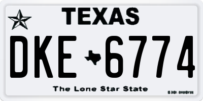 TX license plate DKE6774