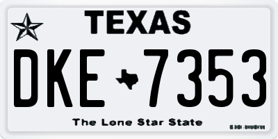 TX license plate DKE7353