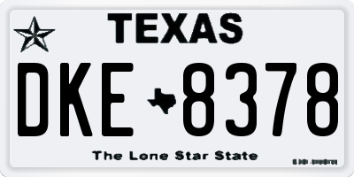 TX license plate DKE8378