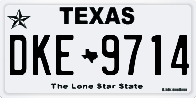 TX license plate DKE9714