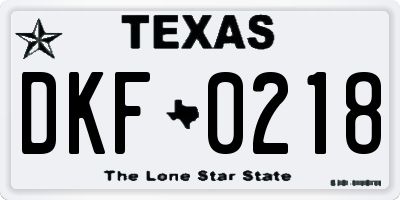 TX license plate DKF0218