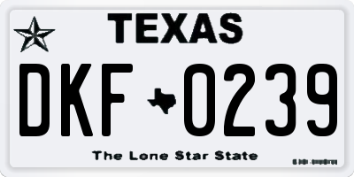 TX license plate DKF0239