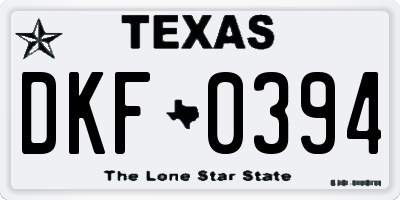TX license plate DKF0394