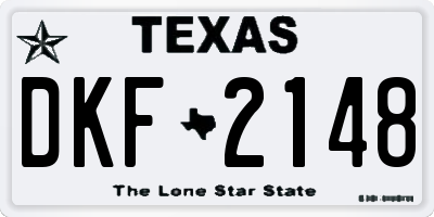 TX license plate DKF2148