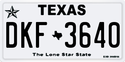TX license plate DKF3640