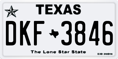 TX license plate DKF3846