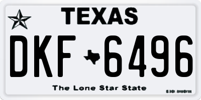 TX license plate DKF6496