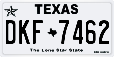 TX license plate DKF7462