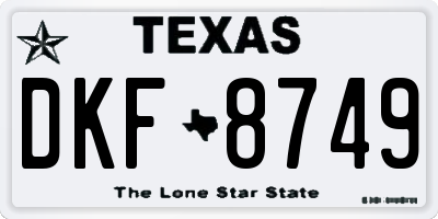 TX license plate DKF8749