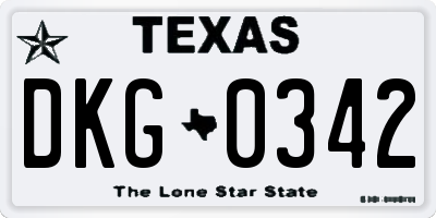 TX license plate DKG0342