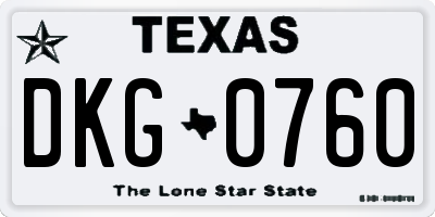 TX license plate DKG0760