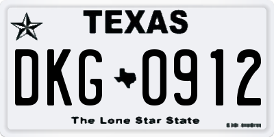 TX license plate DKG0912