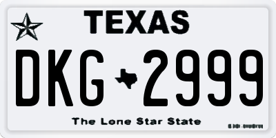 TX license plate DKG2999