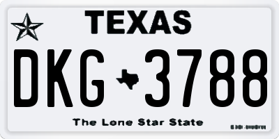TX license plate DKG3788