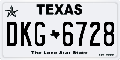 TX license plate DKG6728