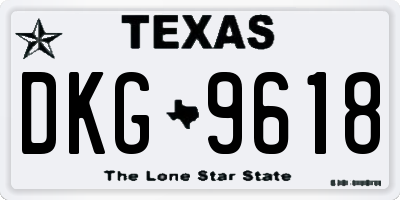 TX license plate DKG9618