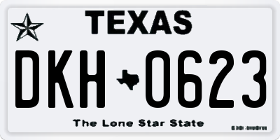 TX license plate DKH0623