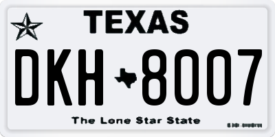 TX license plate DKH8007