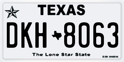 TX license plate DKH8063