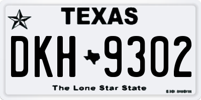 TX license plate DKH9302