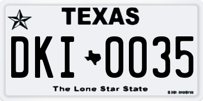 TX license plate DKI0035