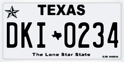 TX license plate DKI0234