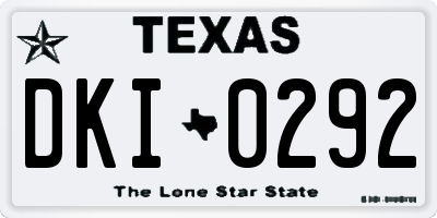 TX license plate DKI0292